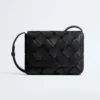 Bottega Veneta Unisex Diago in Grained Intreccio Leather-Black