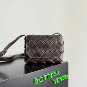 Bottega Veneta Unisex Diago in Grained Intreccio Leather-Dark Brown