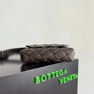 Bottega Veneta Unisex Diago in Grained Intreccio Leather-Dark Brown