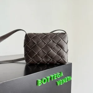 Bottega Veneta Unisex Diago in Grained Intreccio Leather-Dark Brown