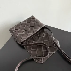 Bottega Veneta Unisex Diago in Grained Intreccio Leather-Dark Brown