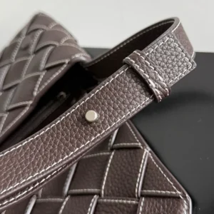 Bottega Veneta Unisex Diago in Grained Intreccio Leather-Dark Brown