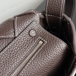 Bottega Veneta Unisex Diago in Grained Intreccio Leather-Dark Brown