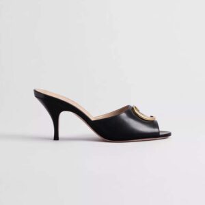 Dior Women Initials Heeled Slide New Black Lambski KCO675LAB