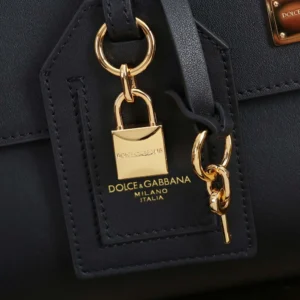 Dolce Gabbana D&G Women Medium My Sicily Handbag in Plongé Calfskin-Black