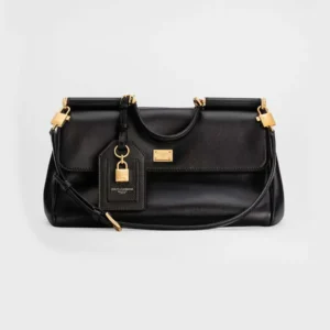 Dolce Gabbana D&G Women Medium My Sicily Handbag in Plongé Calfskin-Black