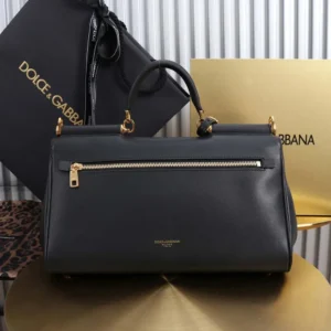 Dolce Gabbana D&G Women Medium My Sicily Handbag in Plongé Calfskin-Black