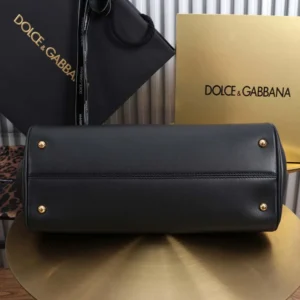Dolce Gabbana D&G Women Medium My Sicily Handbag in Plongé Calfskin-Black
