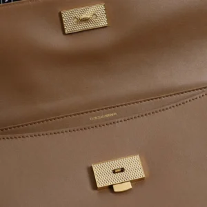 Dolce Gabbana D&G Women Medium My Sicily Handbag in Plongé Calfskin-Brown