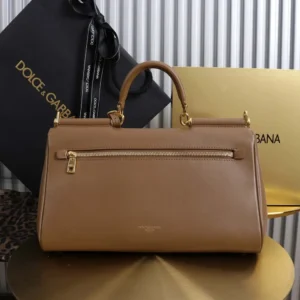 Dolce Gabbana D&G Women Medium My Sicily Handbag in Plongé Calfskin-Brown