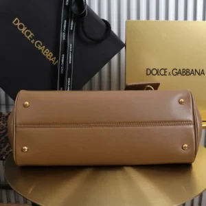 Dolce Gabbana D&G Women Medium My Sicily Handbag in Plongé Calfskin-Brown