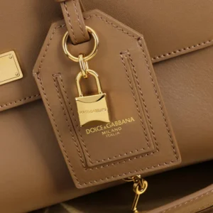 Dolce Gabbana D&G Women Medium My Sicily Handbag in Plongé Calfskin-Brown