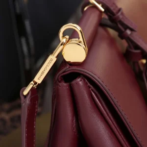 Dolce Gabbana D&G Women Medium My Sicily Handbag in Plongé Calfskin-Burgundy