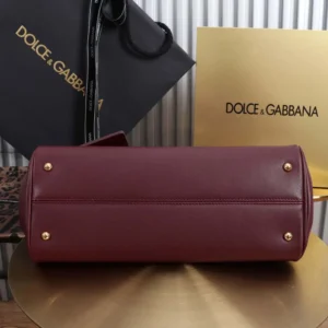 Dolce Gabbana D&G Women Medium My Sicily Handbag in Plongé Calfskin-Burgundy