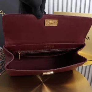 Dolce Gabbana D&G Women Medium My Sicily Handbag in Plongé Calfskin-Burgundy