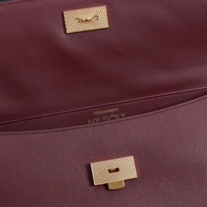 Dolce Gabbana D&G Women Medium My Sicily Handbag in Plongé Calfskin-Burgundy