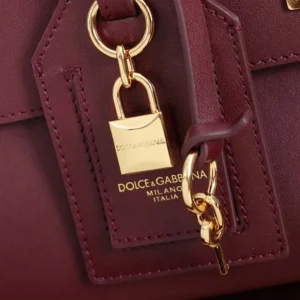 Dolce Gabbana D&G Women Medium My Sicily Handbag in Plongé Calfskin-Burgundy