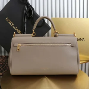 Dolce Gabbana D&G Women Medium My Sicily Handbag in Plongé Calfskin-Gray
