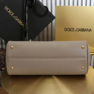 Dolce Gabbana D&G Women Medium My Sicily Handbag in Plongé Calfskin-Gray
