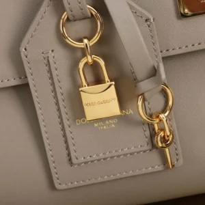 Dolce Gabbana D&G Women Medium My Sicily Handbag in Plongé Calfskin-Gray