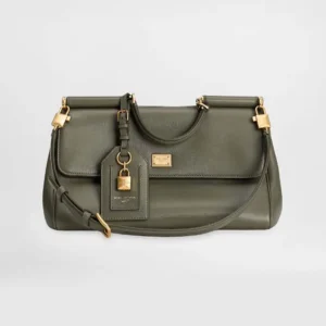 Dolce Gabbana D&G Women Medium My Sicily Handbag in Plongé Calfskin-Green