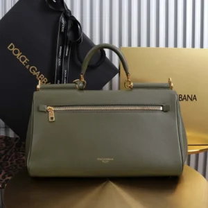 Dolce Gabbana D&G Women Medium My Sicily Handbag in Plongé Calfskin-Green