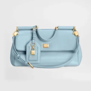 Dolce Gabbana D&G Women Medium My Sicily Handbag in Plongé Calfskin-Light Blue