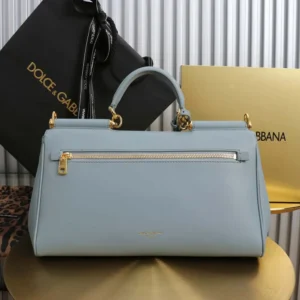 Dolce Gabbana D&G Women Medium My Sicily Handbag in Plongé Calfskin-Light Blue