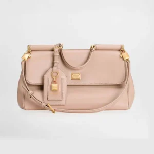 Dolce Gabbana D&G Women Medium My Sicily Handbag in Plongé Calfskin-Pink