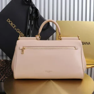 Dolce Gabbana D&G Women Medium My Sicily Handbag in Plongé Calfskin-Pink