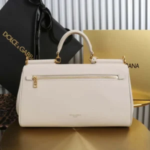 Dolce Gabbana D&G Women Medium My Sicily Handbag in Plongé Calfskin-White