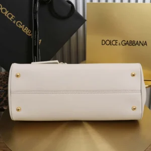 Dolce Gabbana D&G Women Medium My Sicily Handbag in Plongé Calfskin-White