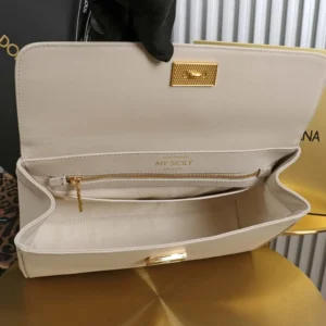 Dolce Gabbana D&G Women Medium My Sicily Handbag in Plongé Calfskin-White