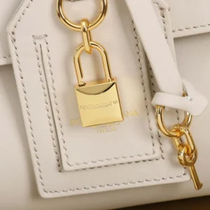 Dolce Gabbana D&G Women Medium My Sicily Handbag in Plongé Calfskin-White