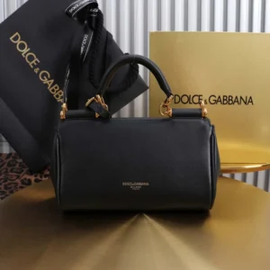 Dolce Gabbana D&G Women Mini My Sicily Calfskin Handbag-Black