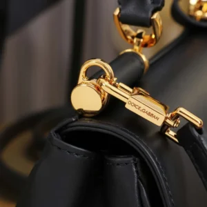 Dolce Gabbana D&G Women Mini My Sicily Calfskin Handbag-Black