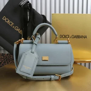 Dolce Gabbana D&G Women Mini My Sicily Calfskin Handbag-Blue