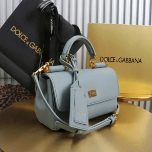 Dolce Gabbana D&G Women Mini My Sicily Calfskin Handbag-Blue