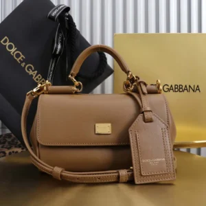 Dolce Gabbana D&G Women Mini My Sicily Calfskin Handbag-Brown