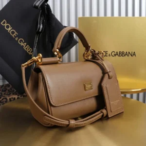 Dolce Gabbana D&G Women Mini My Sicily Calfskin Handbag-Brown