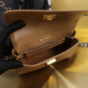 Dolce Gabbana D&G Women Mini My Sicily Calfskin Handbag-Brown
