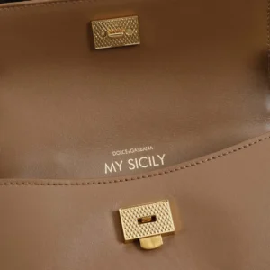 Dolce Gabbana D&G Women Mini My Sicily Calfskin Handbag-Brown