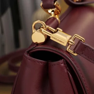 Dolce Gabbana D&G Women Mini My Sicily Calfskin Handbag-Burgundy