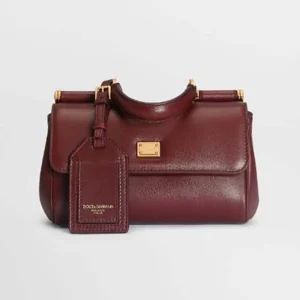 Dolce Gabbana D&G Women Mini My Sicily Calfskin Handbag-Burgundy