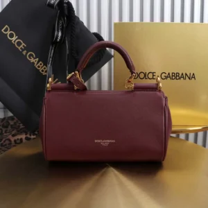 Dolce Gabbana D&G Women Mini My Sicily Calfskin Handbag-Burgundy