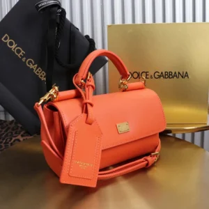 Dolce Gabbana D&G Women Mini My Sicily Calfskin Handbag-Orange
