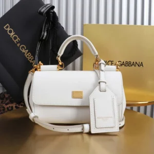 Dolce Gabbana D&G Women Mini My Sicily Calfskin Handbag-White