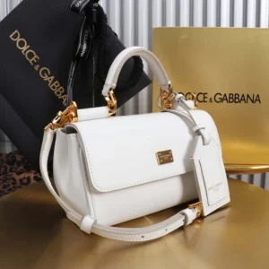 Dolce Gabbana D&G Women Mini My Sicily Calfskin Handbag-White