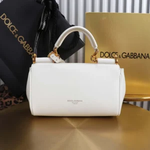 Dolce Gabbana D&G Women Mini My Sicily Calfskin Handbag-White