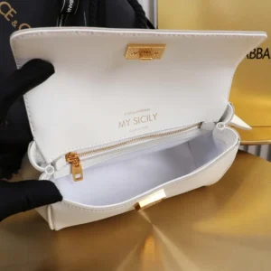 Dolce Gabbana D&G Women Mini My Sicily Calfskin Handbag-White